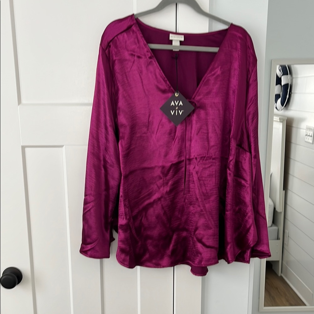 Pink Long Sleeve Relaxed Blouse